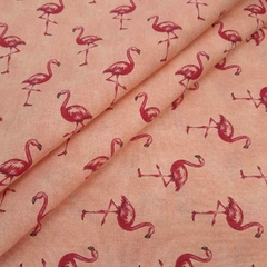 Tricoline Flamingos fundo Salmão - comprar online