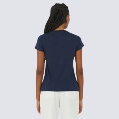 Blusa Básica Feminina Decote Redondo Em Algodão Azul Marinho na internet