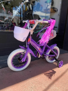 BICICLETA DE NIÑA RODADO 12 VIOLETA RUEDA CON RAYOS