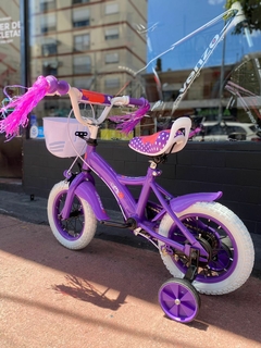 BICICLETA DE NIÑA RODADO 12 VIOLETA RUEDA CON RAYOS en internet