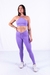 Conjunto Fitness Top Triângulo e Calça Empina Lilás Texturizado