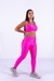 Conjunto Fitness Top Básico e Calça Básica Rosa Neon Canelado