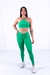 Conjunto Fitness Top Triângulo e Calça Empina Verde Texturizado