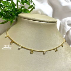 Choker - Quadrados de Strass - Dourado