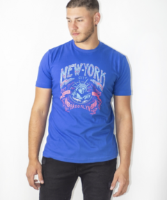 Man Remera New York Azul francia 619-1AF - comprar online