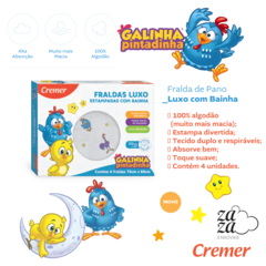 FRALDA COM BAINHA GALINHA PINTADINHA CREMER