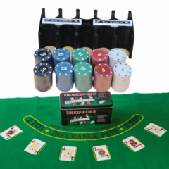 Poker Fichero 200 Fichas Set Juego Black Jack Cartas Y Paño