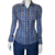 CAMISA FEMININA XADREZ COUNTRY E CIA - AZUL/CINZA