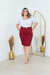 Saia Sarja Secretária Plus Size Moda Evangélica Cintura Alta Vinho - loja online