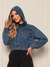 Jaqueta Jeans Feminina Bomber com Capuz - comprar online