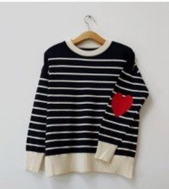 sweater rayado con pitucon corazon en internet