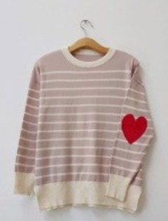 sweater beige rayado pitucon corazon