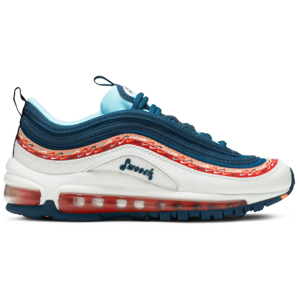 Air max 97 branco azul e vermelho fashion