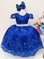 Vestido Infantil Azul Royal com Renda e Cinto e Pérolas (1017AR)