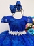 Vestido Infantil Azul Royal com Renda e Cinto e Pérolas (1017AR)