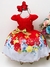 Vestido Infantil Vermelho Floral Laço Dourado Luxo Festas (3006VM)