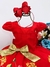 Vestido Infantil Vermelho Floral Laço Dourado Luxo Festas (3006VM) - comprar online