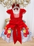 Vestido Infantil Vermelho Floral Laço Dourado Luxo Festas (3006VM) na internet