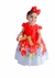 Vestido Infantil Vermelho Floral Laço Dourado Luxo Festas (3006VM) - loja online