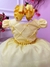 Vestido Infantil Amarelo Cinto de Pérolas Casamento Luxo (7504AE)