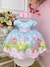 Vestido Infantil Galinha Pintadinha Azul Bolinhas Brancas (1551AZ)