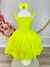 Vestido Infantil Primavera Verão Verde Neon Saia C/ Babado (3392VN)