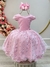 Vestido Infantil Rosa Busto C/ Strass Saia Organza Glitter (0911RS)