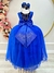 Vestido Infantil Damas de Honra Longo Azul Royal C/ Pérolas (2224AR) - loja online