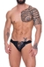 Cueca Jockstrap em Couro Aberta Atrás com Correntes na Frente (SDS012)