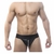 Cueca preta Jockstrap com cirré e zíper na frente metalizado (SD008P)