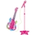 KIT MICROFONE GUITARRA INFANTIL MENINAS PEDESTAL ROCK STAR AMPLIFICADOR MUSICAL KARAOKE MP3 CELULAR (7750)