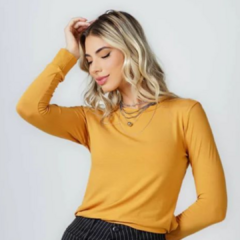 Blusa Básica Manga Longa - Mostarda - comprar online