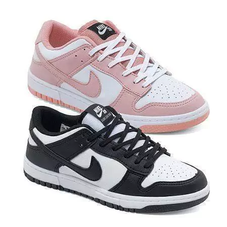 COMBO 2 NIKE DUNKS branco/preto e branco/rosa