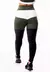 Calça Legging Fitness Academia Preta com Verde Militar e Branco Cintura Alta Levanta Bumbum REF: SV30 - comprar online