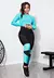 Conjunto Calça Legging + Cropped de Telinha Manga Longa com Detalhes em Azul Turquesa Conjunto Fitness | REF: LX147 - comprar online