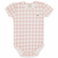 Body curto para bebê em algodão egípcio Xadrez Ursa Provençal - Mini & CO