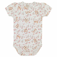 Body curto para bebê em algodão egípcio Floral Coelha - Mini & Co