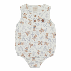 Body regata para bebê em algodão egípcio Urso Provençal - Mini & Co