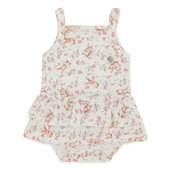 Body Vestido Alça para bebê em algodão egípcio Floral Coelha - Mini & Co