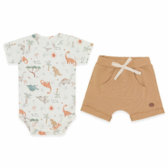 Body curto c/ Short para bebê em algodão egípcio Dino - Mini & Co