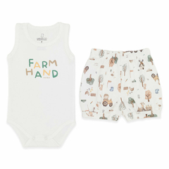 Body regata c/ Short para bebê em algodão egípcio Fazendinha - Mini & Co