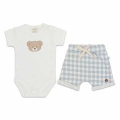 Body curto c/ Short para bebê em algodão egípcio Urso Provençal - Mini & Co