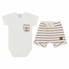 Body curto c/ Short para bebê em algodão egípcio Listrado Savana - Mini & Co