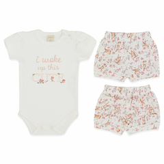 Body curto c/ Short babadinhos para bebê em algodão egípcio Floral Coelha - Mini & Co - comprar online