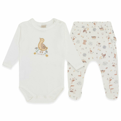 Body longo Bordado c/ Calça Babadinho para bebê em algodão egípcio Fazendinha - Mini & Co - (cópia)