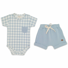 Body curto c/ Short para bebê em algodão egípcio Xadrez Urso Provençal - Mini & Co - comprar online