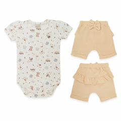 Body curto c/ Short Babadinho para bebê em algodão egípcio Fazendinha - Mini & Co - comprar online