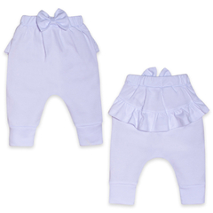 Calça (Mijão) para bebê em algodão egípcio Laço Branco - Mini & Co