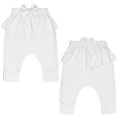 Calça (Mijão) para bebê em algodão egípcio Laço Palha - Mini & Co