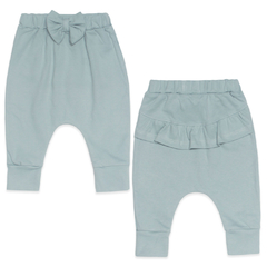 Calça (Mijão) para bebê em algodão egípcio Laço Verde Malva - Mini & Co.